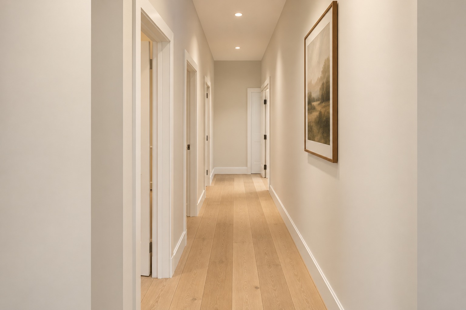 Along the residential hallway