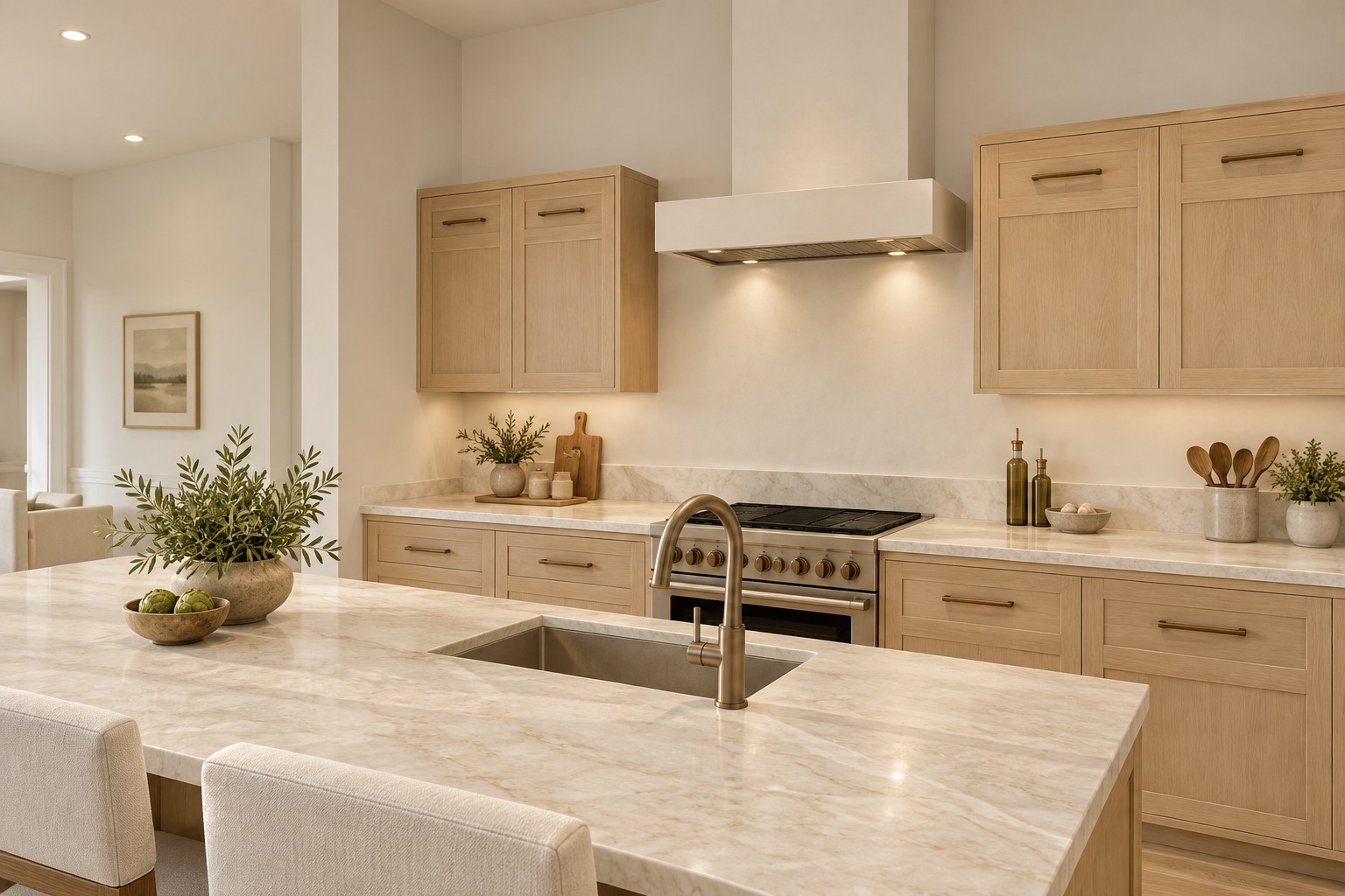 The island and cooking wall